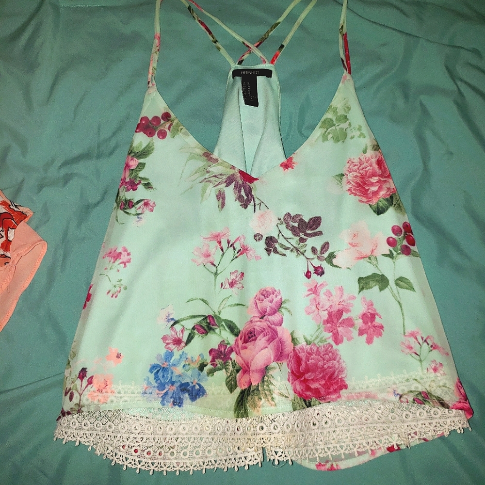 Forever 21, Blouse, Size M, Teal/Seafoam Green